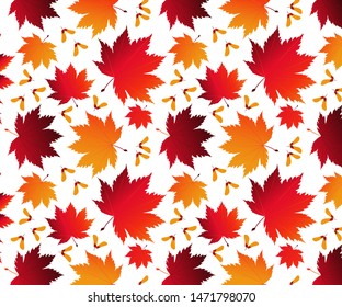 Pattern maple leaves fruits. Decorative backdrop vector. 