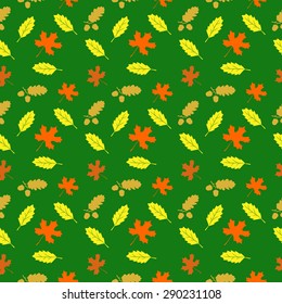 pattern with maple leaves and oak leaves with acorns