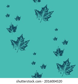 pattern of maple leaves on a gentle blue background, autumn background pattern in aqua color, image for wallpaper, banner printing on fabric