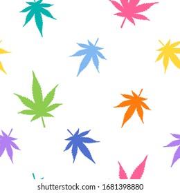Patrón con hoja de marihuana. La marihuana deja un patrón vectorial sin fisuras. El cannabis sigue un patrón transparente.
