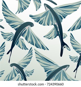 Pattern in the marine style (flying fish)