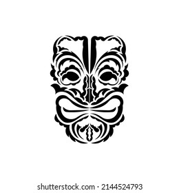 Máscara de patrón. Tatuaje negro al estilo de las antiguas tribus. Estilo hawaiano. Vector sobre fondo blanco.