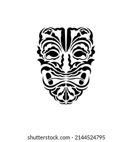 Pattern mask. Black tattoo in the style of the ancient tribes. Polynesian style. Vector isolated on white background.