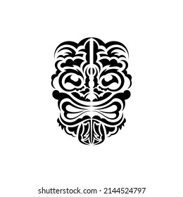 Pattern mask. Black tattoo in the style of the ancient tribes. Black ornament. Vector isolated on white background.