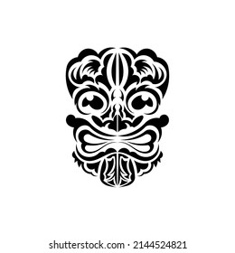 Pattern mask. Traditional totem symbol. Black ornament. Vector isolated on white background.