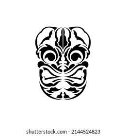 Pattern mask. Traditional totem symbol. Black ornament. Vector over white background.