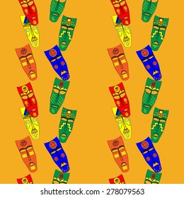 pattern with masks of the Aztecs of ancient Mexico