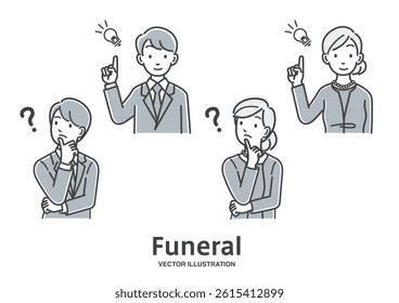 Pattern material of facial expressions of men and women attending a funeral