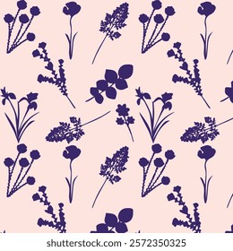 Pattern of meadow flowers. Hand-drawn background of field wildflowers. Vector illustration in sketch style. Aesthetic botanical design.EPS 10