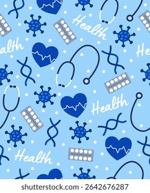 Pattern medicine on a light blue background.