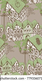 Pattern of medieval town. Vector illustration