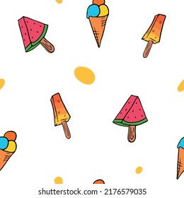 The pattern of melting ice cream on a stick