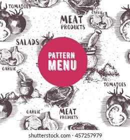 Pattern menu. Vector illustration, handmade