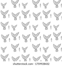 Pattern mermaid tail doodle vector