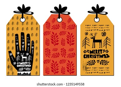 Pattern with merry christmas elements and lettering. 
Texture for season winter design. For Christmas label.