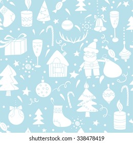 Pattern merry christmas on a blue background 