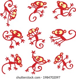 pattern with merry monkeys jump around