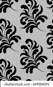 Pattern mesh with black leaves. Suitable for curtains, wallpaper, fabric, wrapping paper.