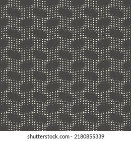Pattern with mesh and oval patches from place to place. Black and white retro textile design. Abstract vector.