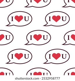 Pattern with a message in the speech bubble I love you, Pattern for Valentine's Day