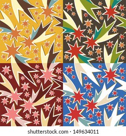 pattern with meteorites in retro style