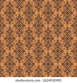 Patrón, textura de manta mexicana, Ikat étnico, forma geométrica abstracta sin costuras, motivos étnicos Tela, Fondo de pantalla, textil, fondo, marrón, naranja
