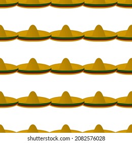 Pattern mexican hats sombrero, beautiful caps in white background. Caps pattern consisting of collection mexican hats sombrero for wearing. Pattern of design hats, caps mexican sombrero for weather.