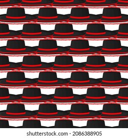 Pattern mexican hats sombrero, beautiful caps in white background. Caps pattern consisting of collection mexican hats sombrero for wearing. Pattern of design hats, caps mexican sombrero for weather.