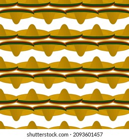 Pattern mexican hats sombrero, beautiful caps in white background. Caps pattern consisting of collection mexican hats sombrero for wearing. Pattern of design hats, caps mexican sombrero for weather.