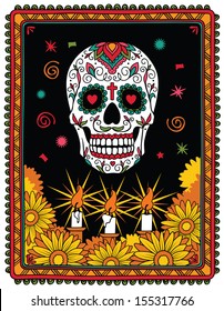 Pattern and mexican skull (clipping mask)