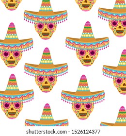 pattern of mexican skull isolated icon vector illustration design