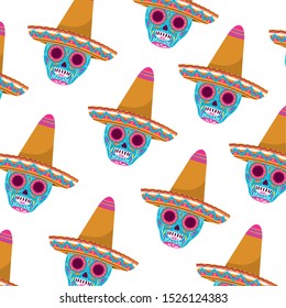 pattern of mexican skull isolated icon vector illustration design