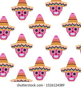 pattern of mexican skull isolated icon vector illustration design