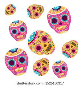 pattern of mexican skull isolated icon vector illustration design