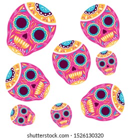 pattern of mexican skull isolated icon vector illustration design