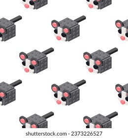 Pattern of mice in isometry on a white background. Vector