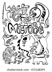 the pattern of microbes, funny, solid, a lot of germs, evil