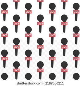 Pattern Of Microphone In Transparent Background (PNG) With Mini Doodle (icons). Vector Illustration