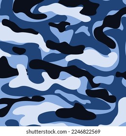 Pattern of Military Camuflage Shape with Blue Color