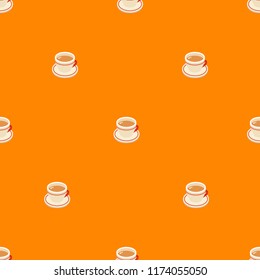 A pattern of milk tea, popular drink menu, on orange background.