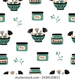 Pattern minimal simple hand drawn outline feminine infographic for fashion, spa, beauty, make up bloggers. set of symbol for body skin care. 