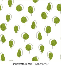 Pattern with a minimal tree. Conceptual linear tree. Floral icon. Hand drawn. Vector illustration