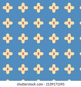 Pattern with minimalistic flowers on a blue background.