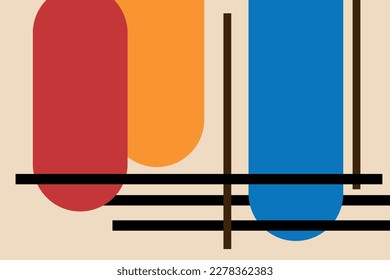 The pattern is minimalistic, geometric, modern design background. Circles and squares on a paper background.