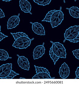 Pattern with mint leaves. Mint leaves on a green background. Pattern for fabric or wrapping paper. 