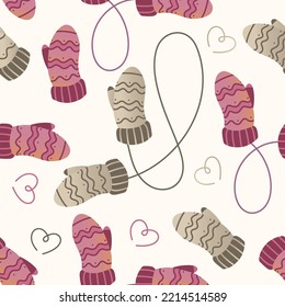 Pattern with mittens. For the New year, Christmas.