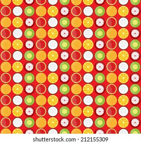 pattern of mix fruit on red background can be used for wallpaper, pattern fills, web page background,surface textures.