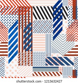 Pattern mix of polka dots,stripe,line  in modern style seamless pattern vector design for fashion,fabric,wallpaper and all prints on light grey background color