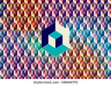 Pattern Modern colorful 3d background with designed abstraction. 80's Retro Colorful geometric background. Vector illustration colored geometric texture seamless pattern easy editable for Your design.