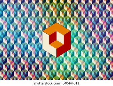Pattern Modern colorful 3d background with designed abstraction. 80's Retro Colorful geometric background. Vector illustration colored geometric texture seamless pattern easy editable for Your design.